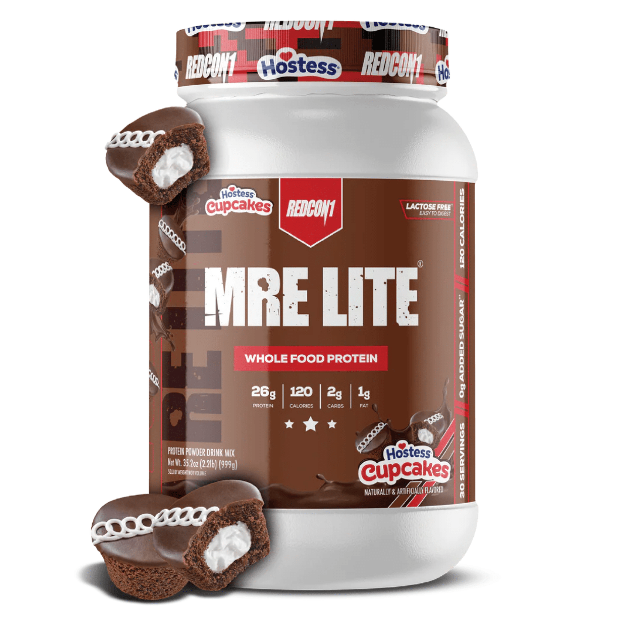 REDCON1 MRE Lite protein powder, 2lb size, Hostess Cupcake flavor