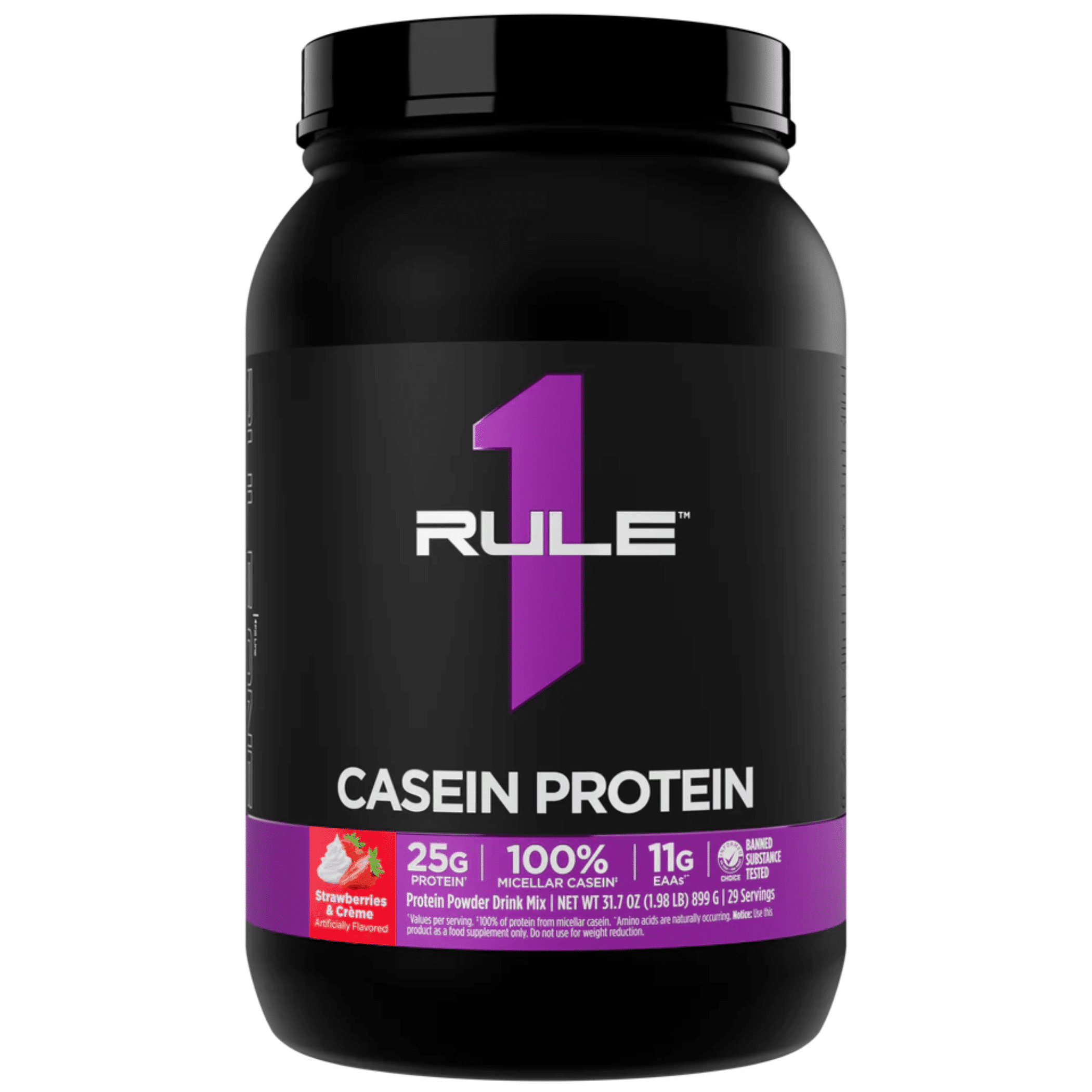 Rule 1 Casein protein powder, 2lb size, Strawberry flavor