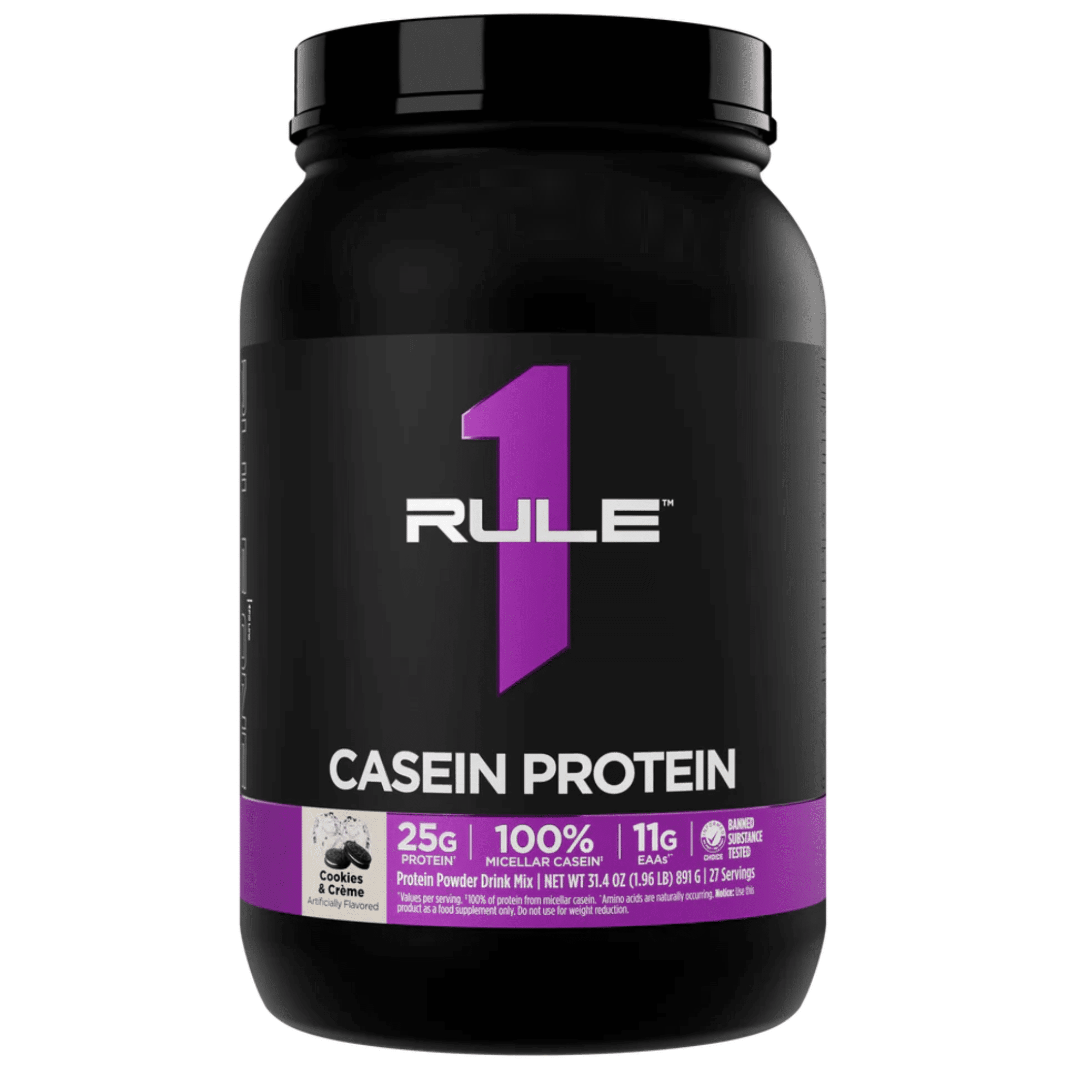 Rule 1 Casein protein powder, 2lb size, Cookie Delight flavor