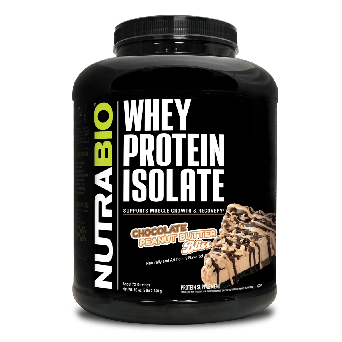 NutraBio 100% Whey Isolate — 25g Protein, 120 Calories, Zero Fat