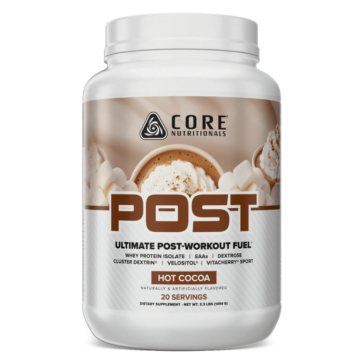 Core Nutritionals POST supplement, 20sv size, Hot Cocoa flavor
