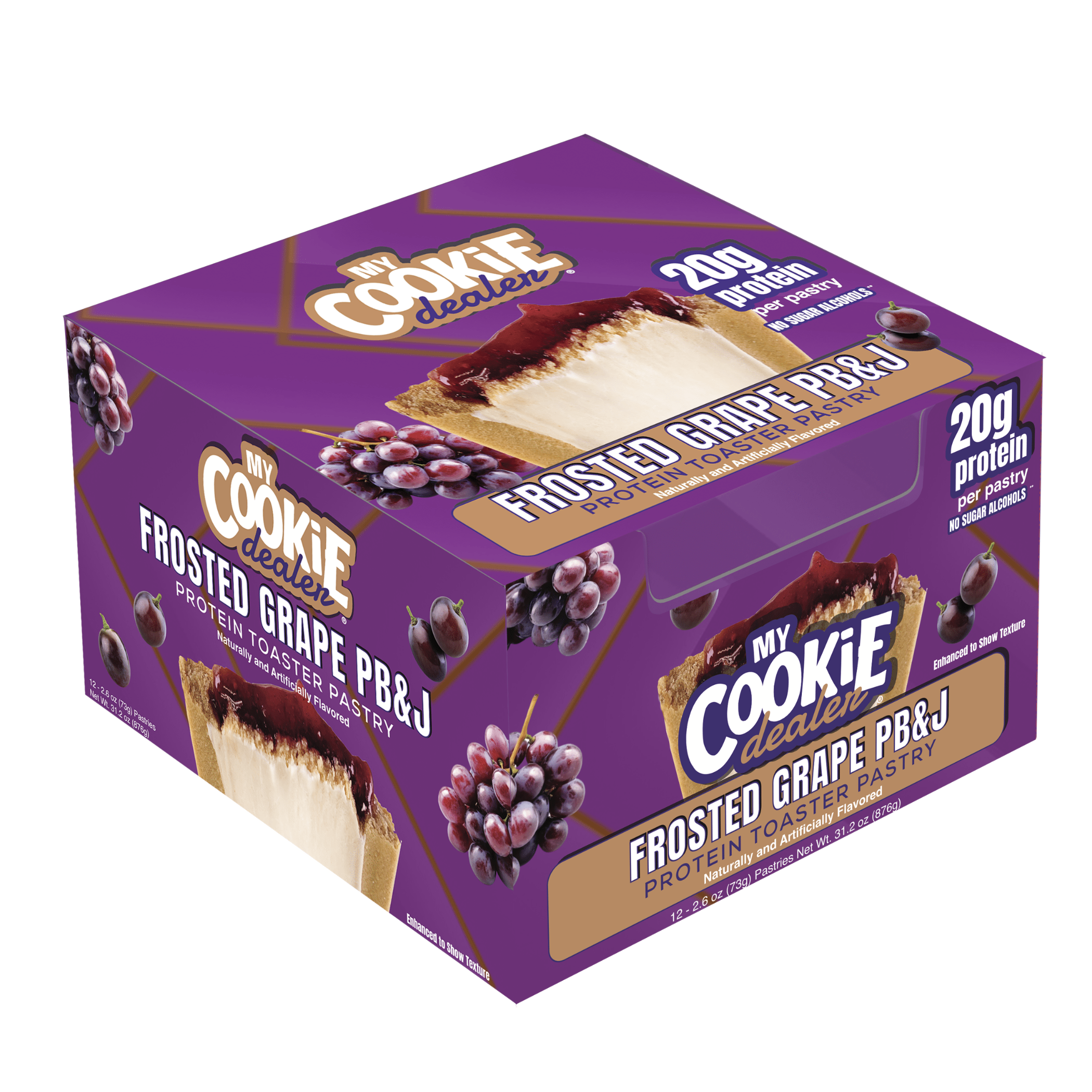 My Cookie Dealer Toaster Pastry protein bar, 12ct size, Frosted Frosted Grape PB&J flavor