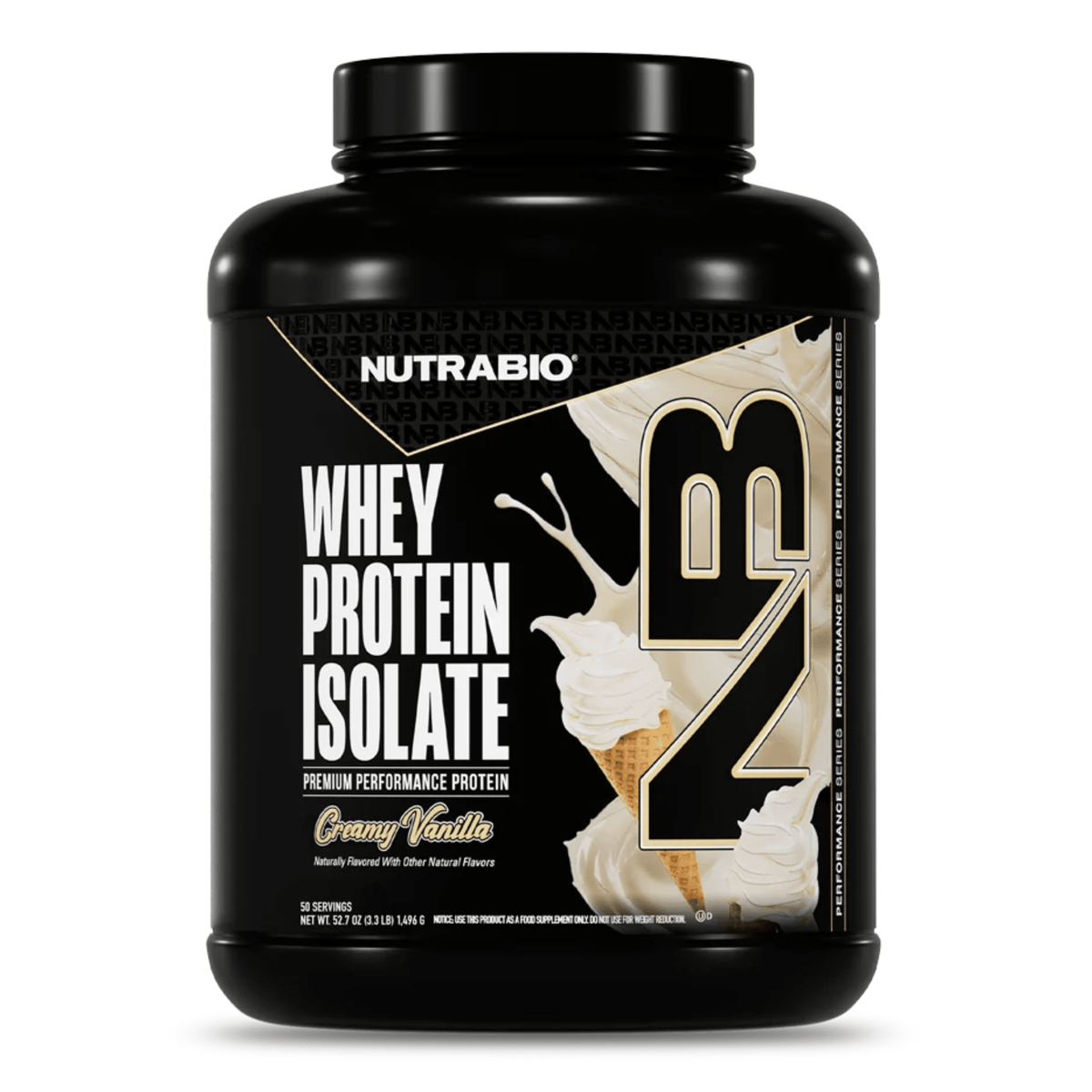 Nutra Bio 100% Whey Isolate protein powder, 50sv size, Vanilla flavor