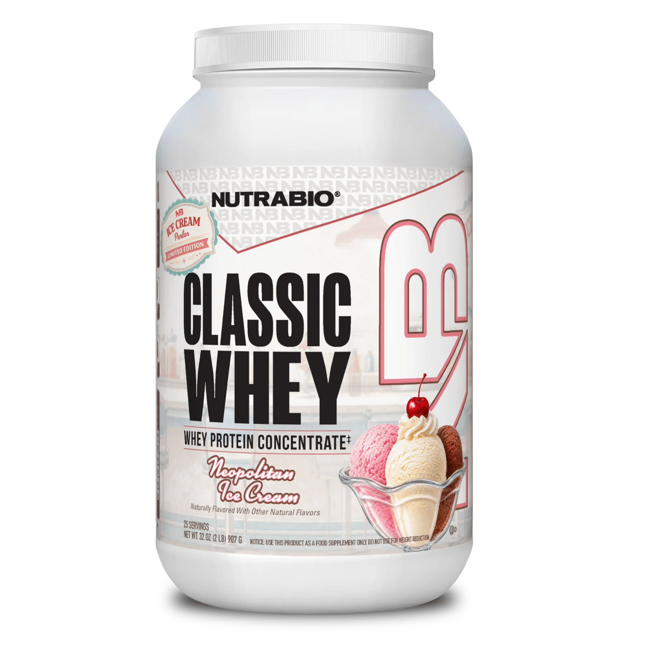 NutraBio Classic Whey Protein — 25g WPC80 Whey Protein Concentrate