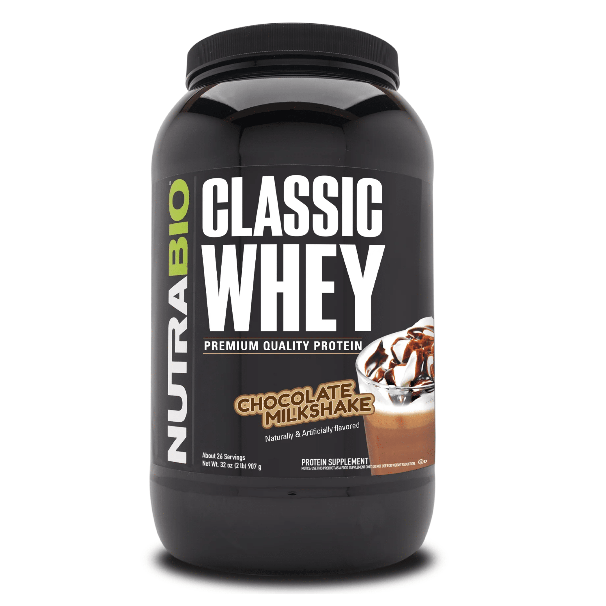 NutraBio Classic Whey Protein — 25g WPC80 Whey Protein Concentrate