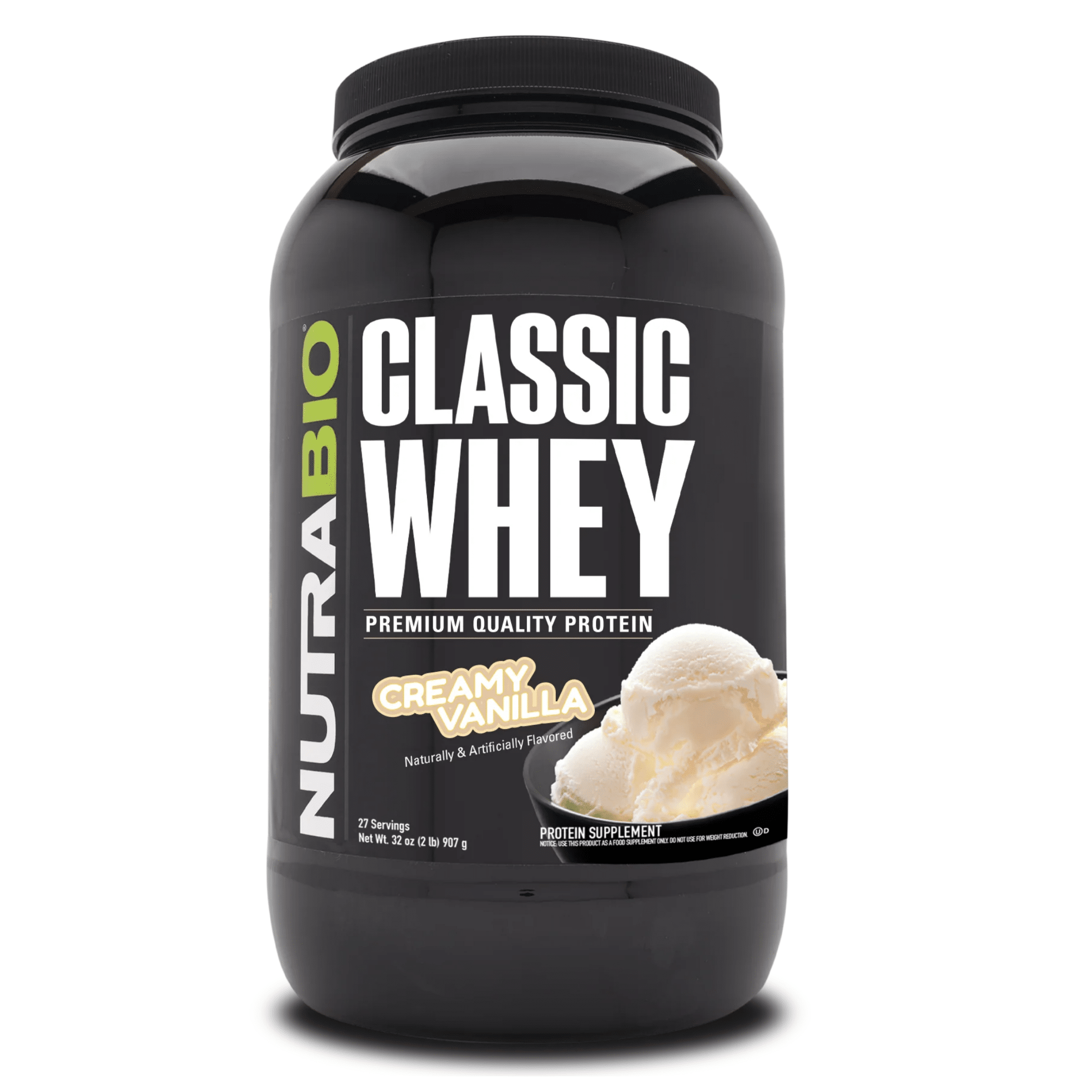 NutraBio Classic Whey Protein — 25g WPC80 Whey Protein Concentrate