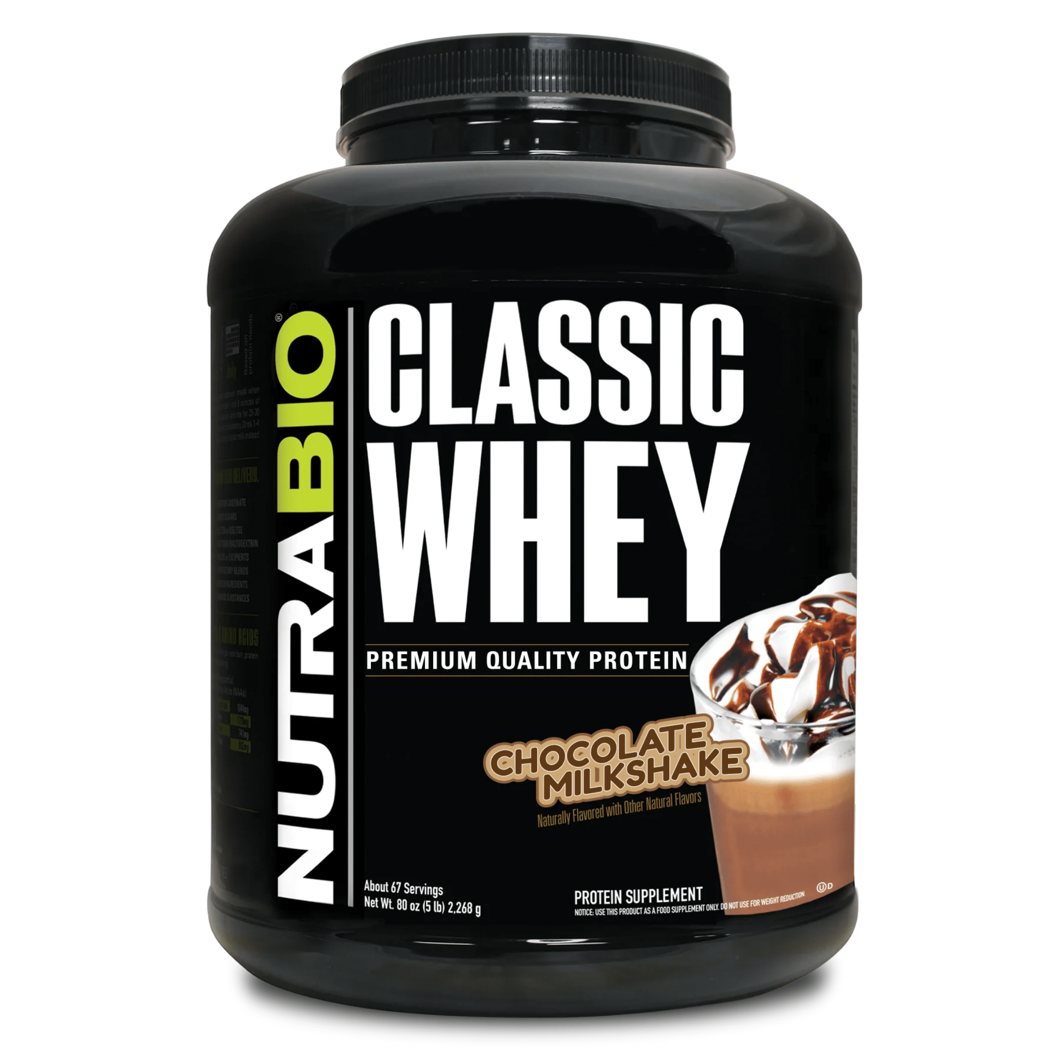 NutraBio Classic Whey Protein — 25g WPC80 Whey Protein Concentrate