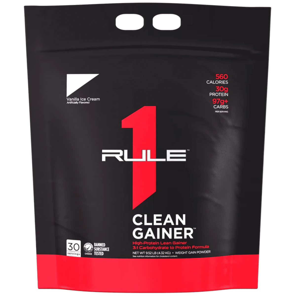 Rule One R1 Clean Gainer mass gainer powder, 30sv size, Vanilla flavor
