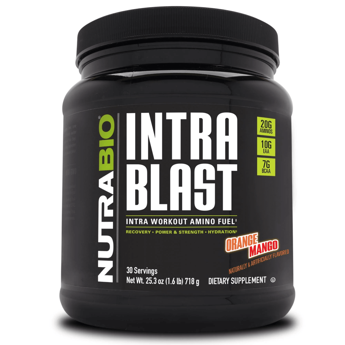 NutraBio Intra Blast supplement facts panel