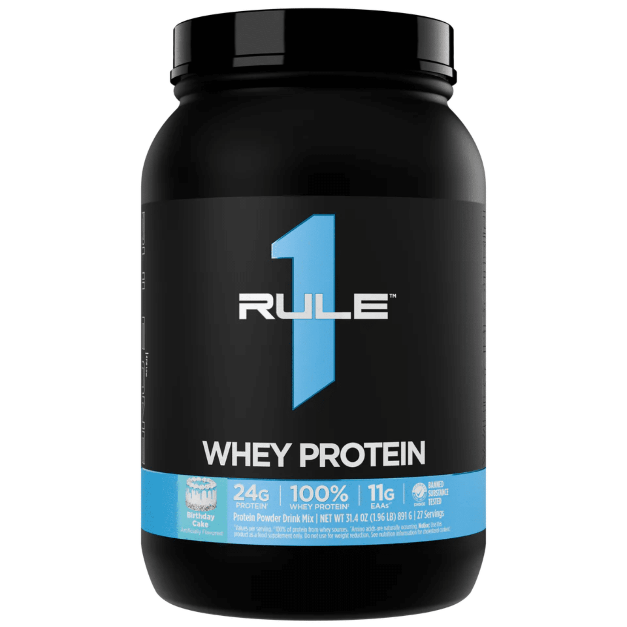 Rule 1 protein powder, 2lb size, Birthday Cake flavor