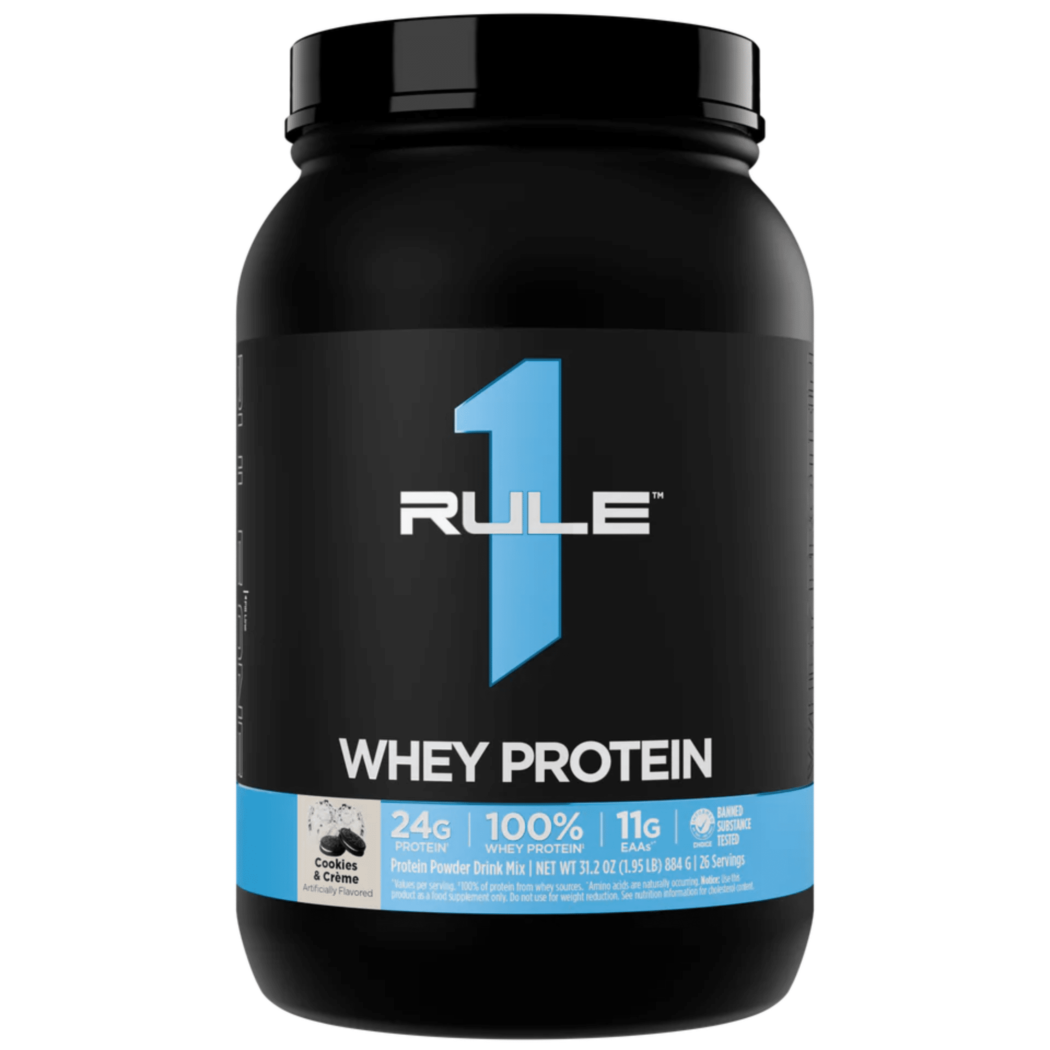 Rule 1 protein powder, 2lb size, Cookies & Cream flavor