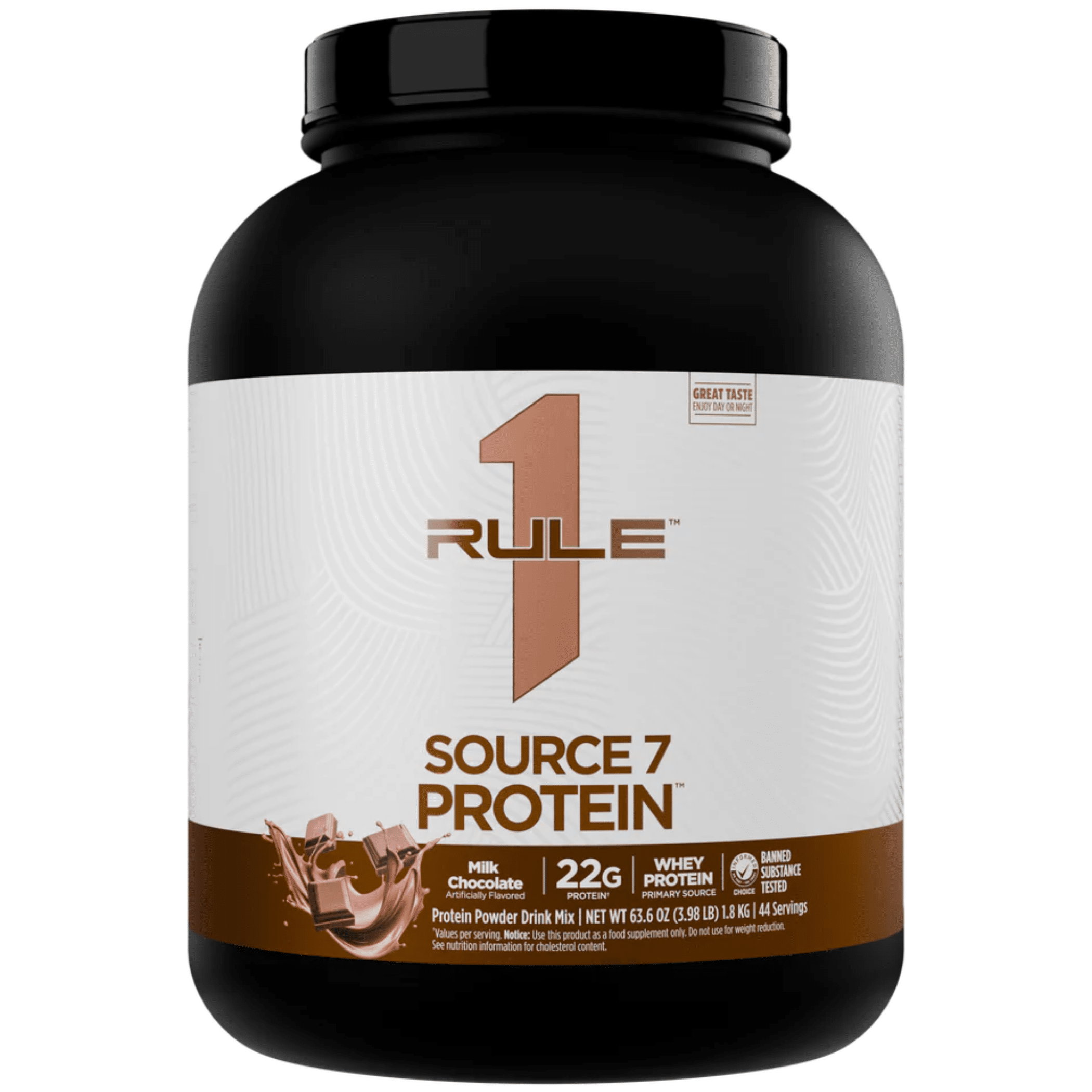 Rule One Source 7 protein powder, 4lb size, Chocolate flavor