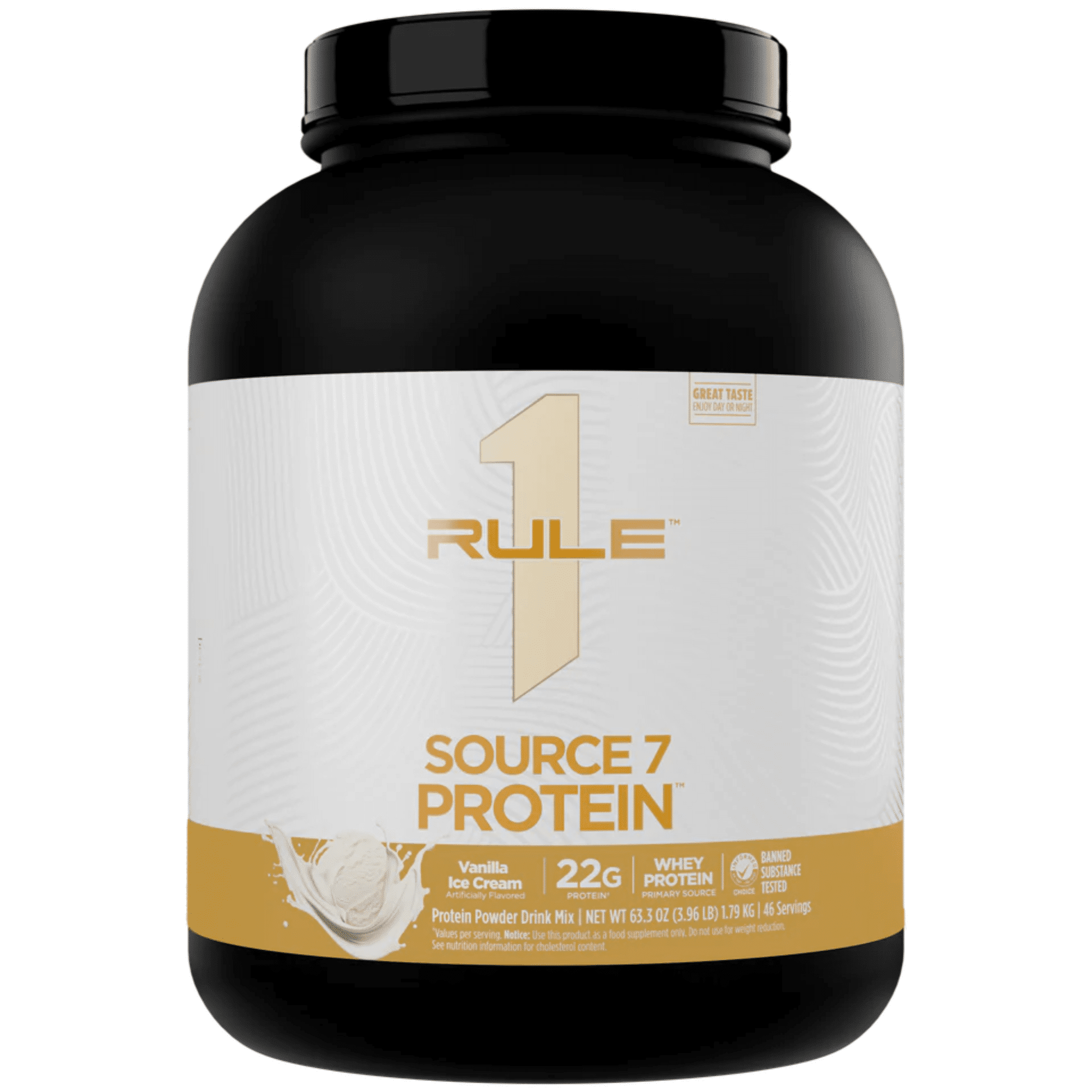 Rule One Source 7 protein powder, 4lb size, Vanilla flavor