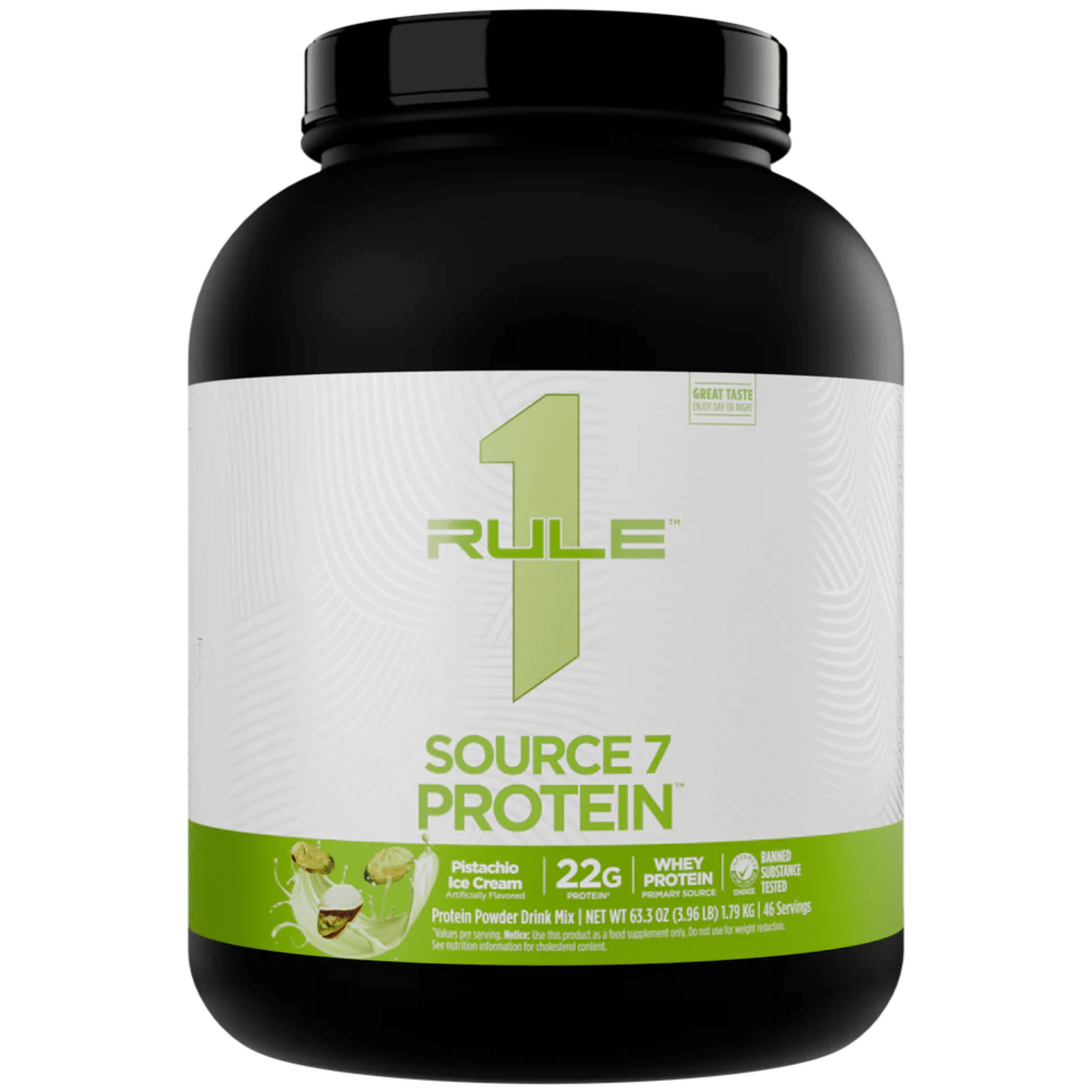 Rule One Source 7 protein powder, 4lb size, Pistachio flavor
