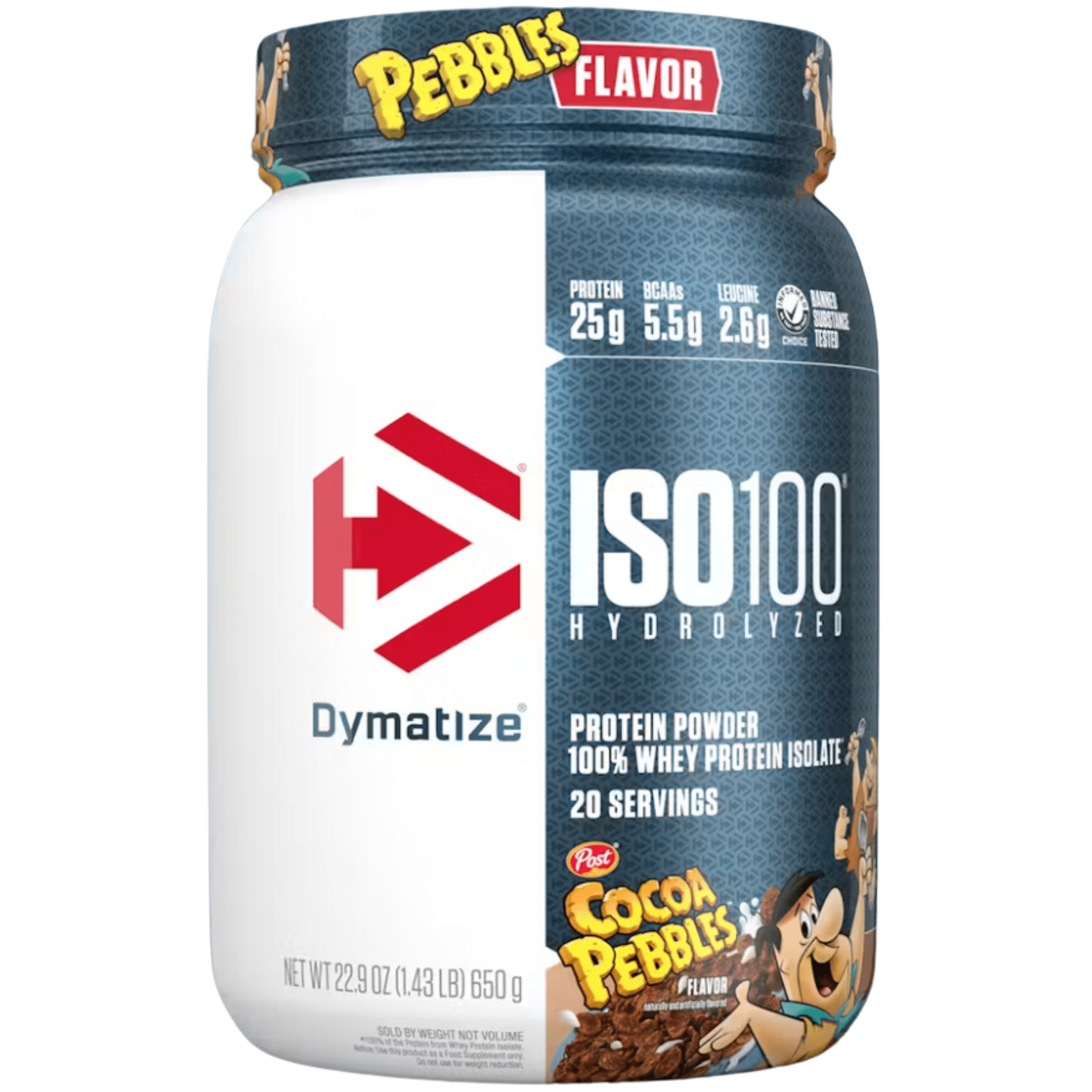 Dymatize Iso 100 protein powder, 20sv size, Cocoa Pebbles flavor
