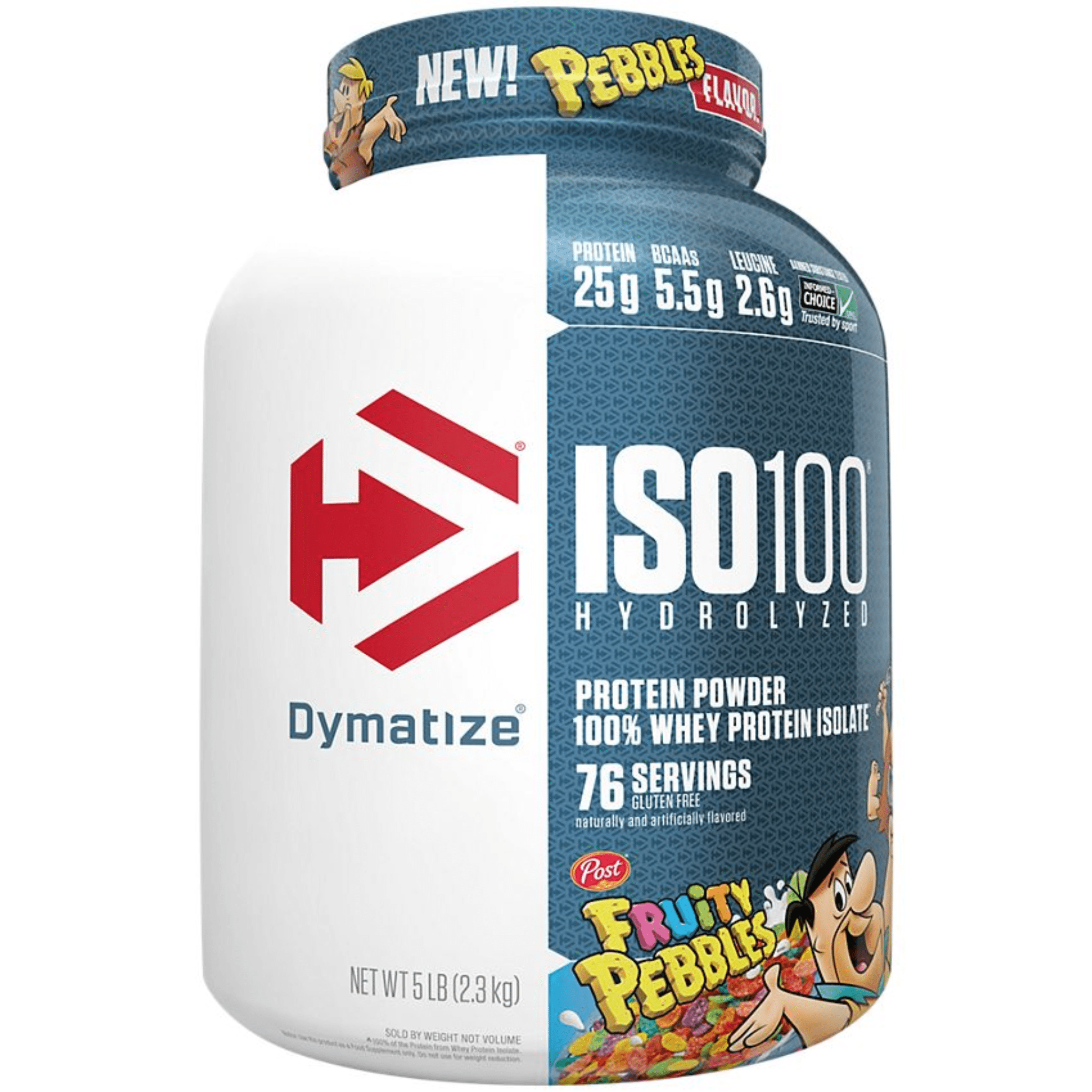Dymatize Iso 100 protein powder, 5lb size, Fruity Pebbles flavor