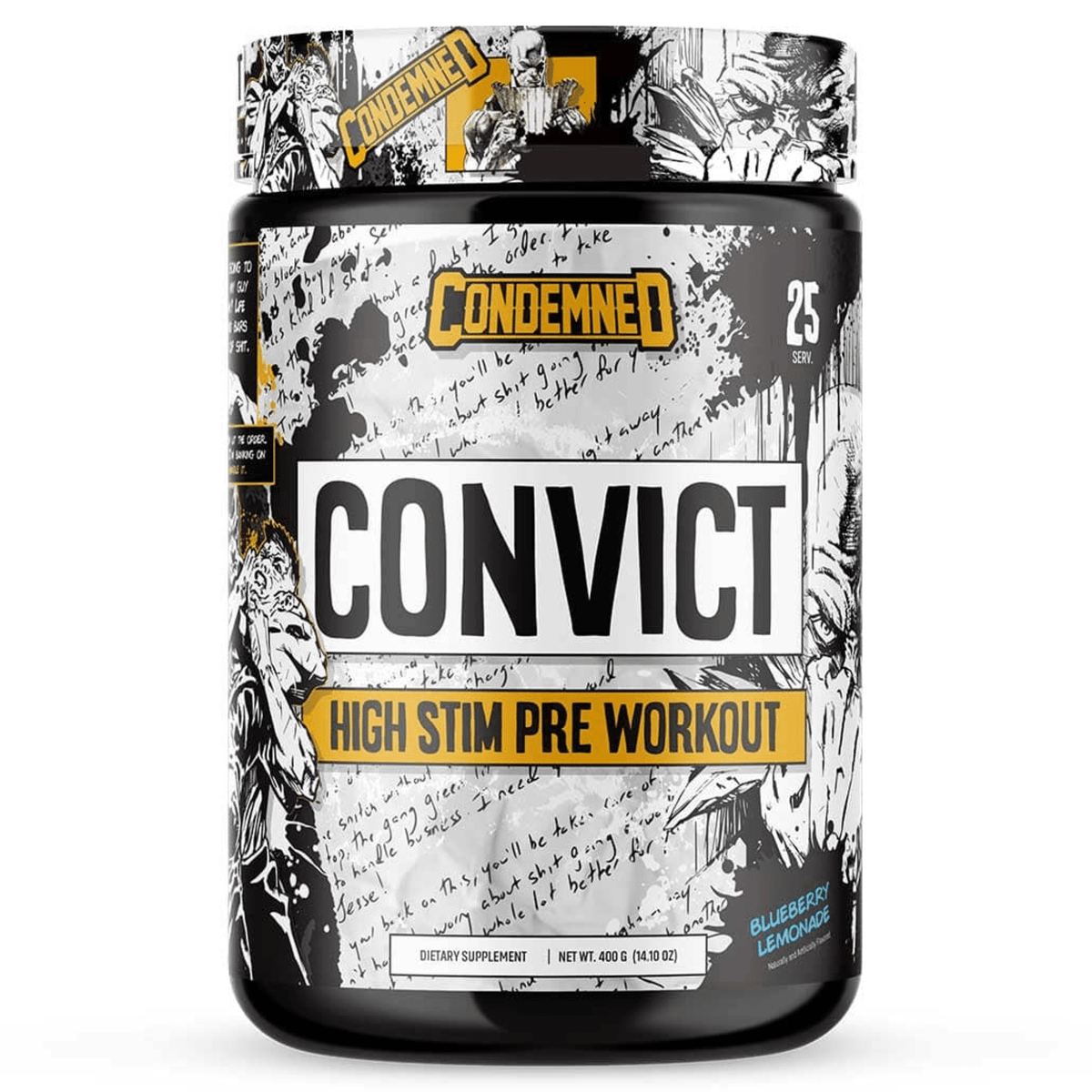 Condemned Labz Convict Stim pre-workout powder, Blueberry Lemonade flavor
