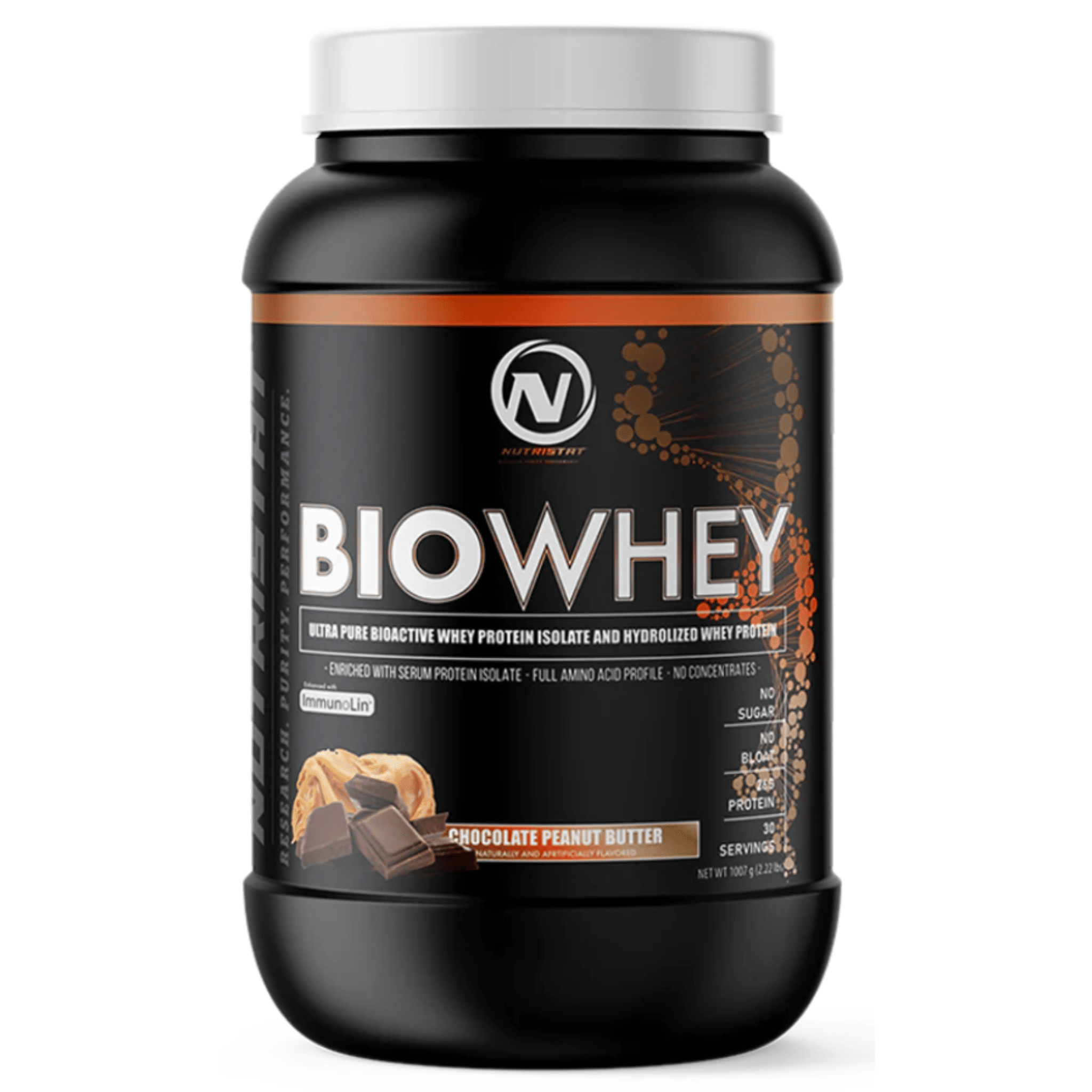 Nutristat Bio Whey protein powder, 2lb size, Chocolate Peanut Butter flavor