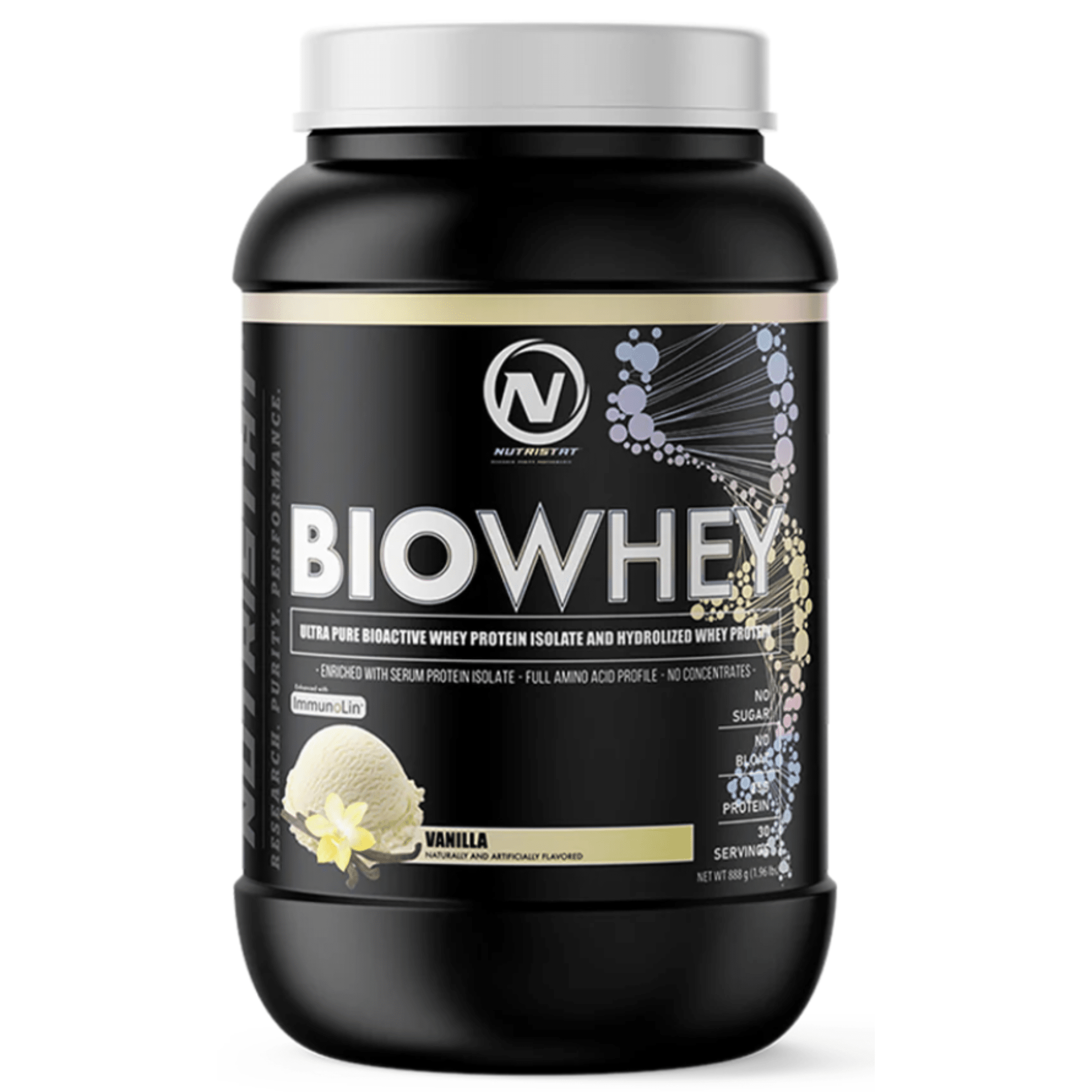 Nutristat Bio Whey protein powder, 2lb size, Vanilla flavor