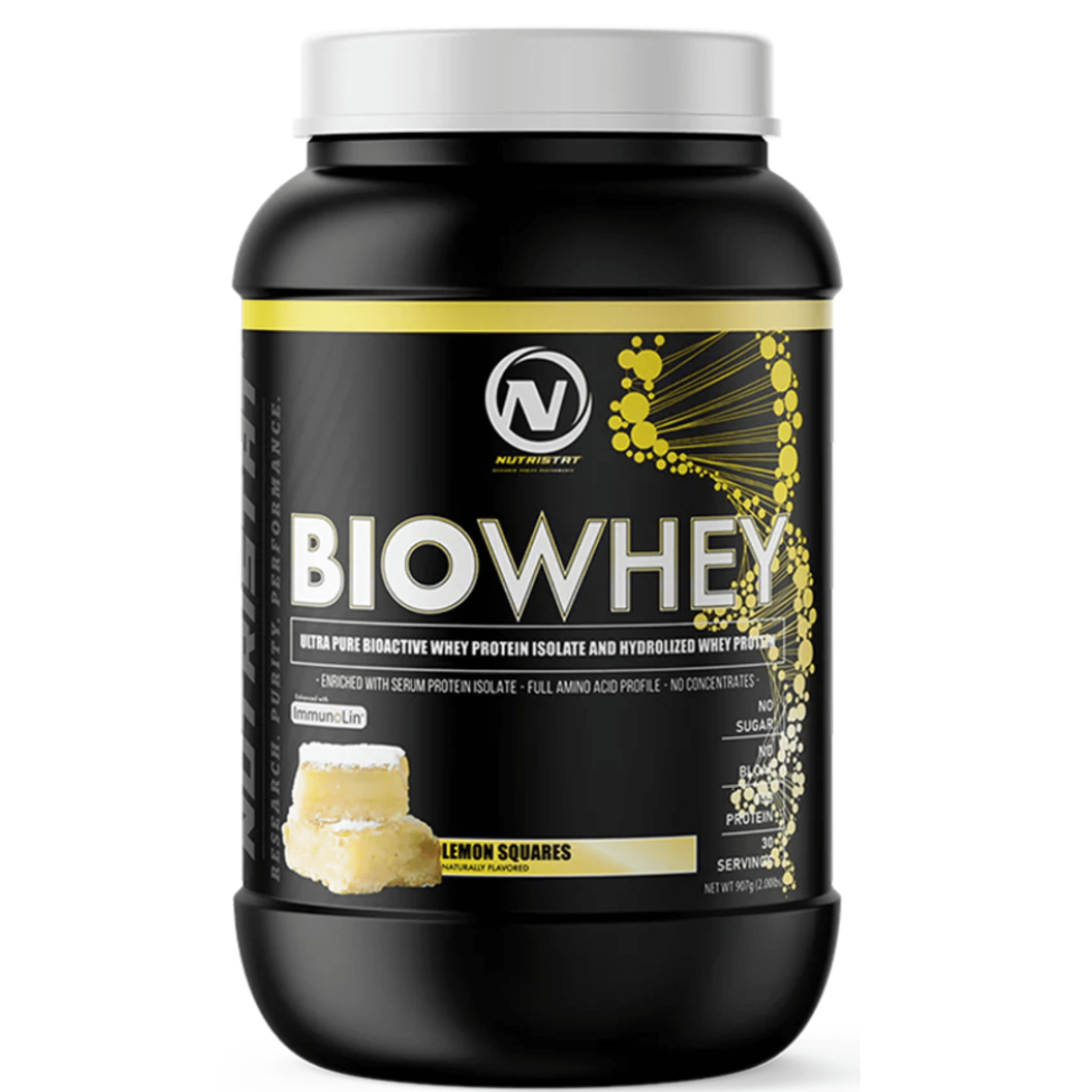 Nutristat Bio Whey protein powder, 2lb size, Lemon Squares flavor