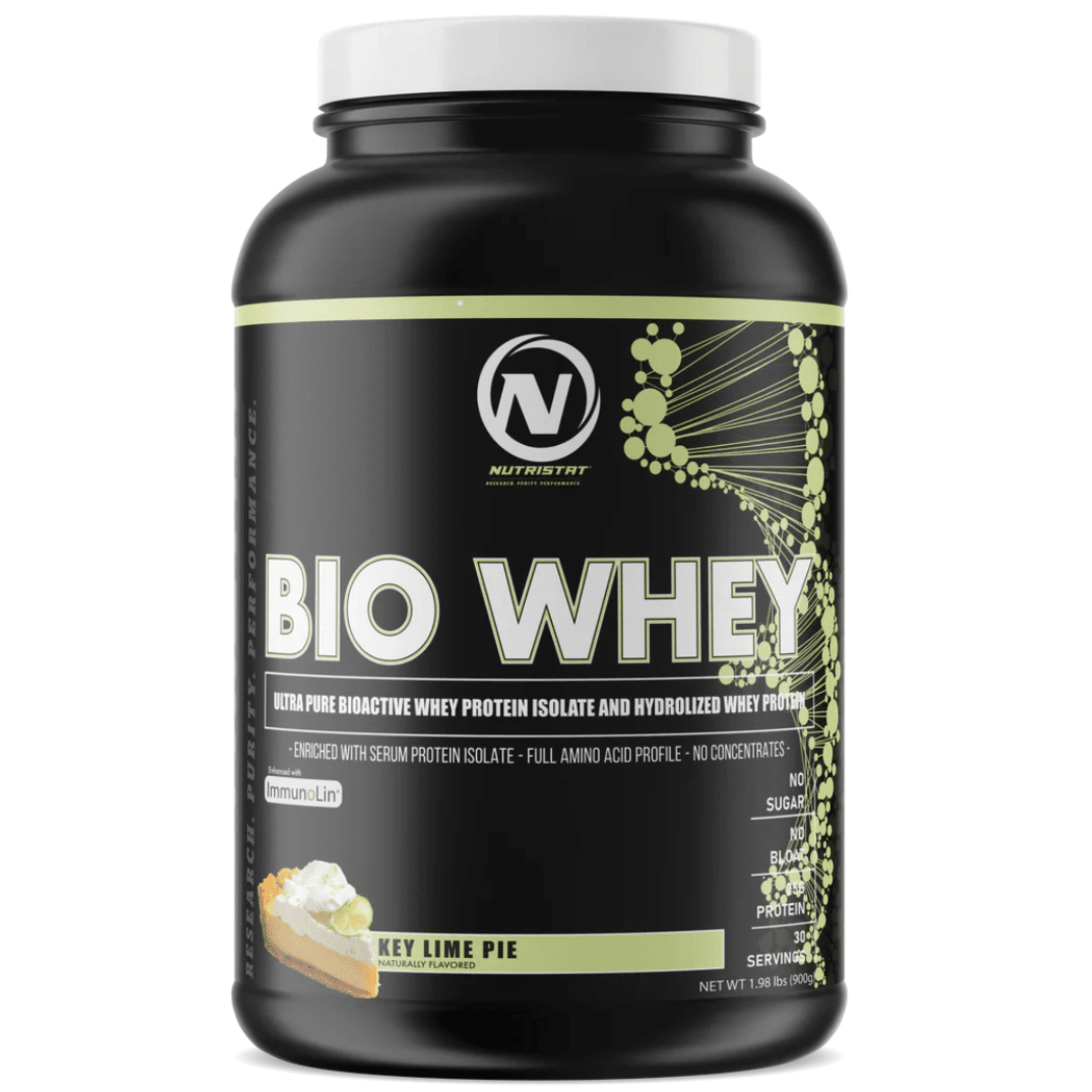 Nutristat Bio Whey protein powder, 2lb size, Key Lime Pie flavor