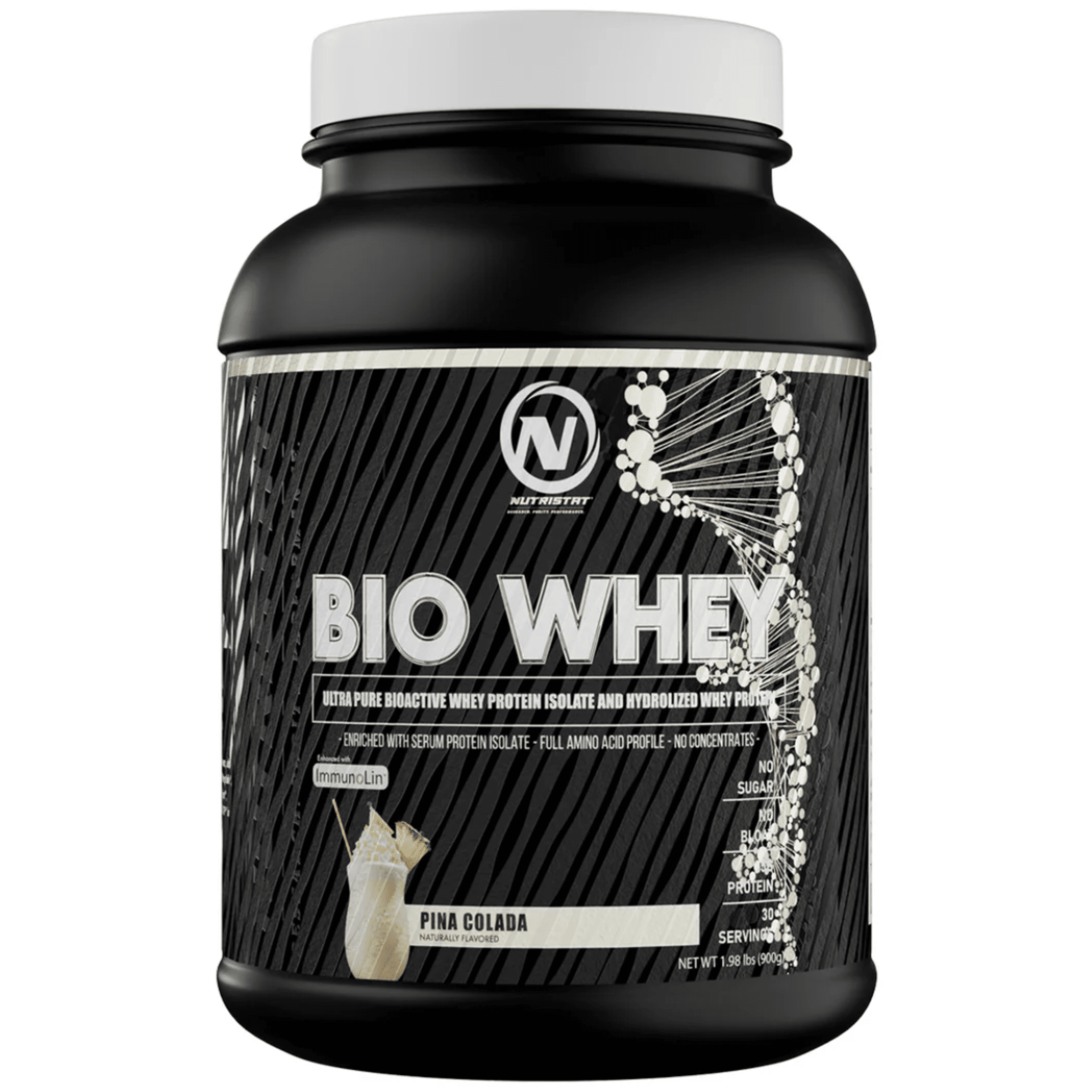 Nutristat Bio Whey protein powder, 2lb size, Pina Colada flavor