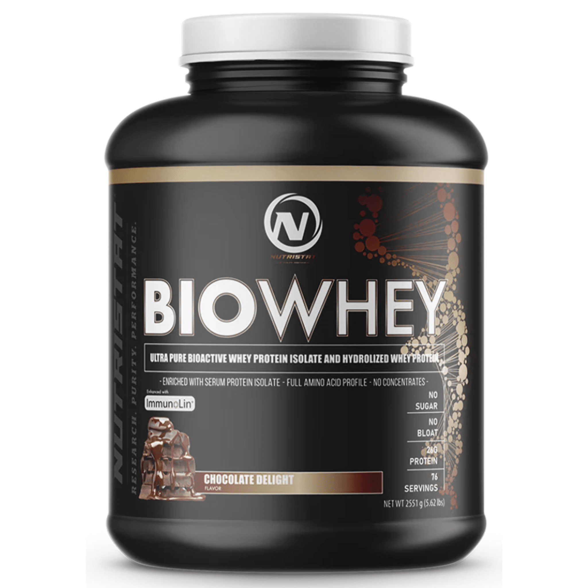 Nutristat Bio Whey protein powder, 5lb size, Chocolate Delight flavor