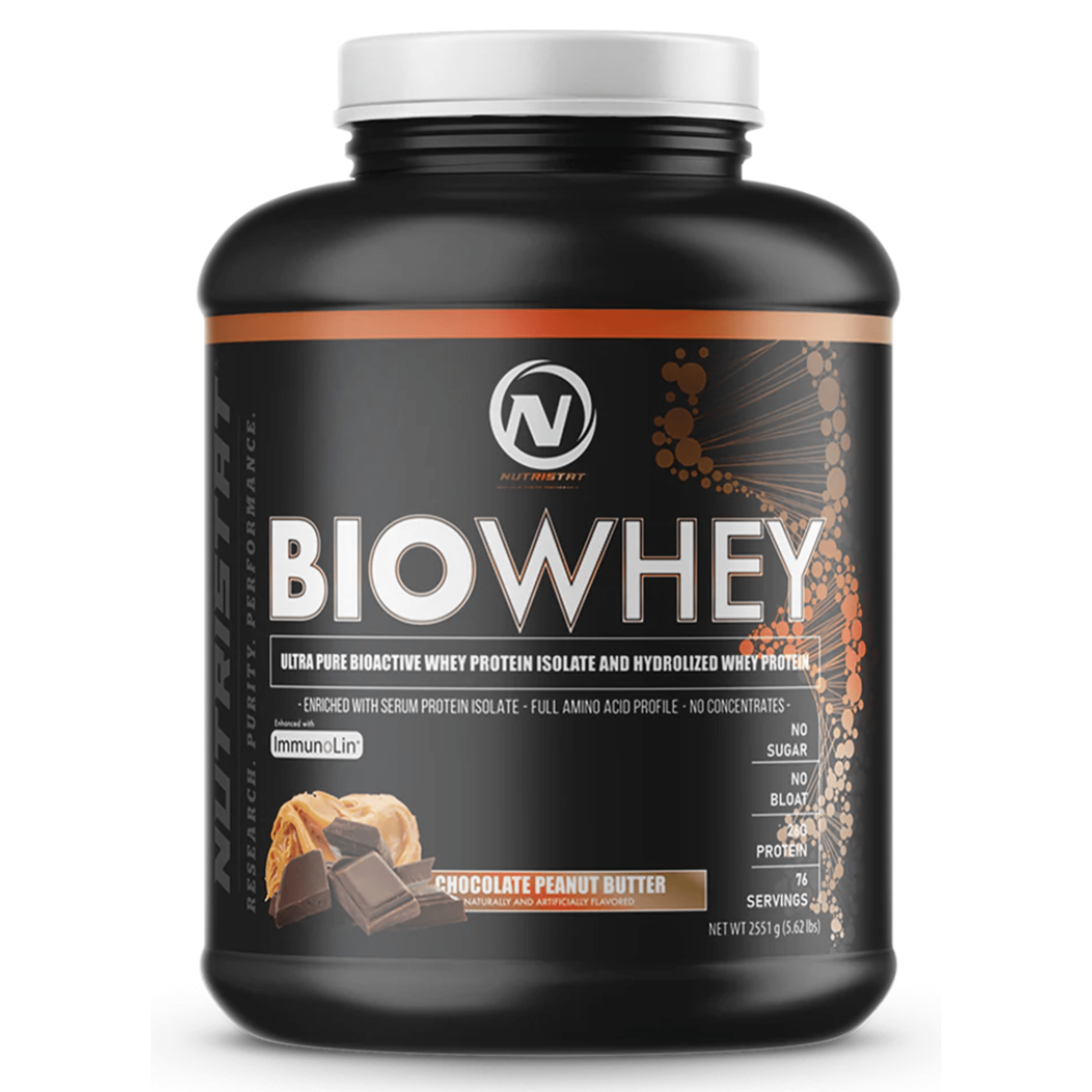 Nutristat Bio Whey protein powder, 5lb size, Chocolate Peanut Butter flavor