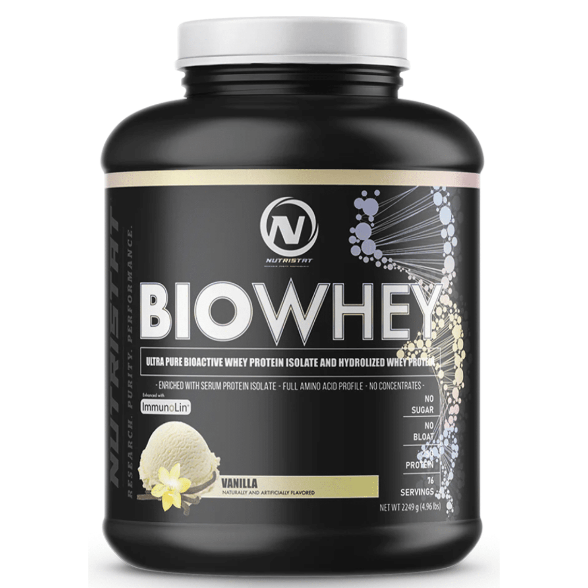 Nutristat Bio Whey protein powder, 5lb size, Vanilla flavor