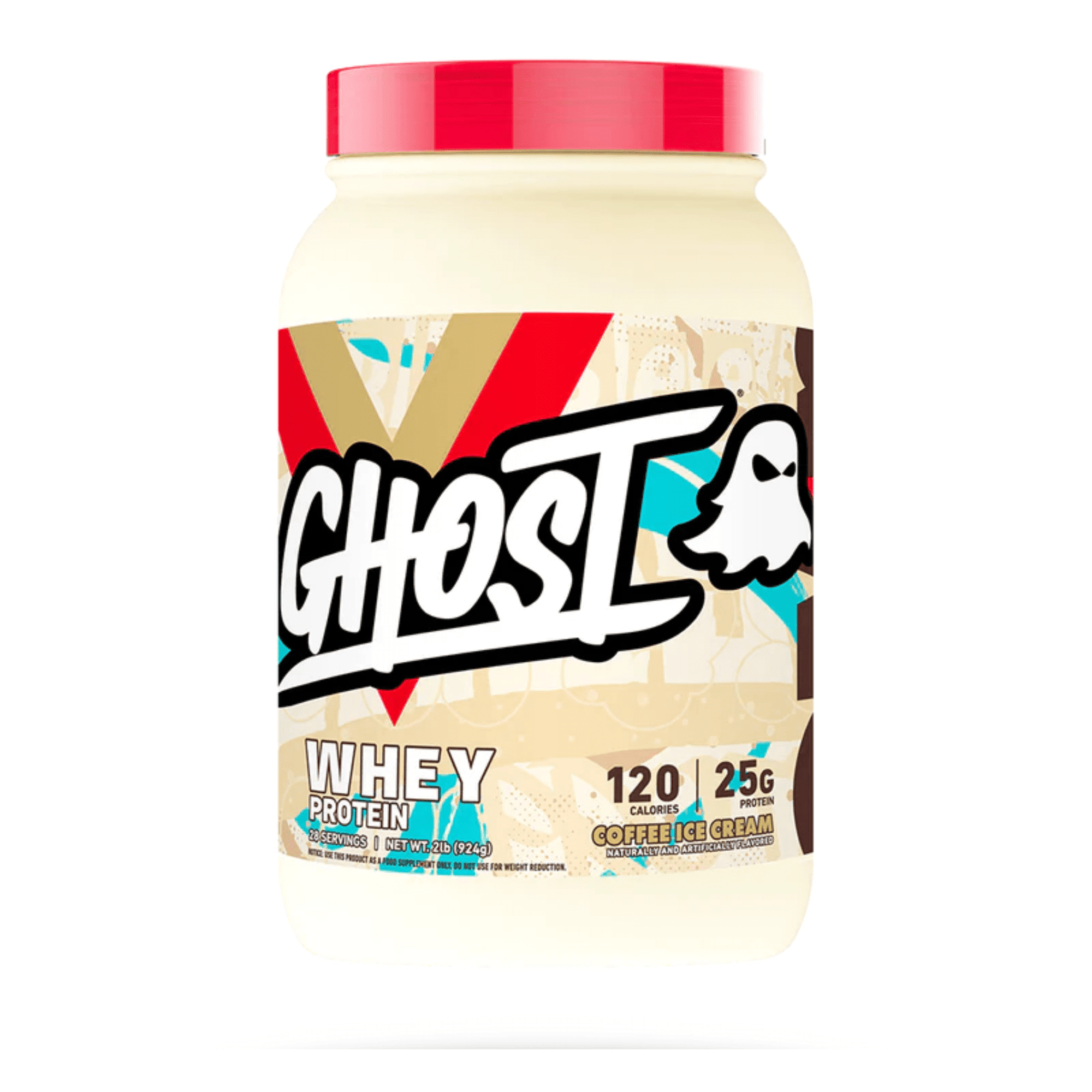 Ghost Whey protein powder, 2lb size, Coffee Ice Cream flavor