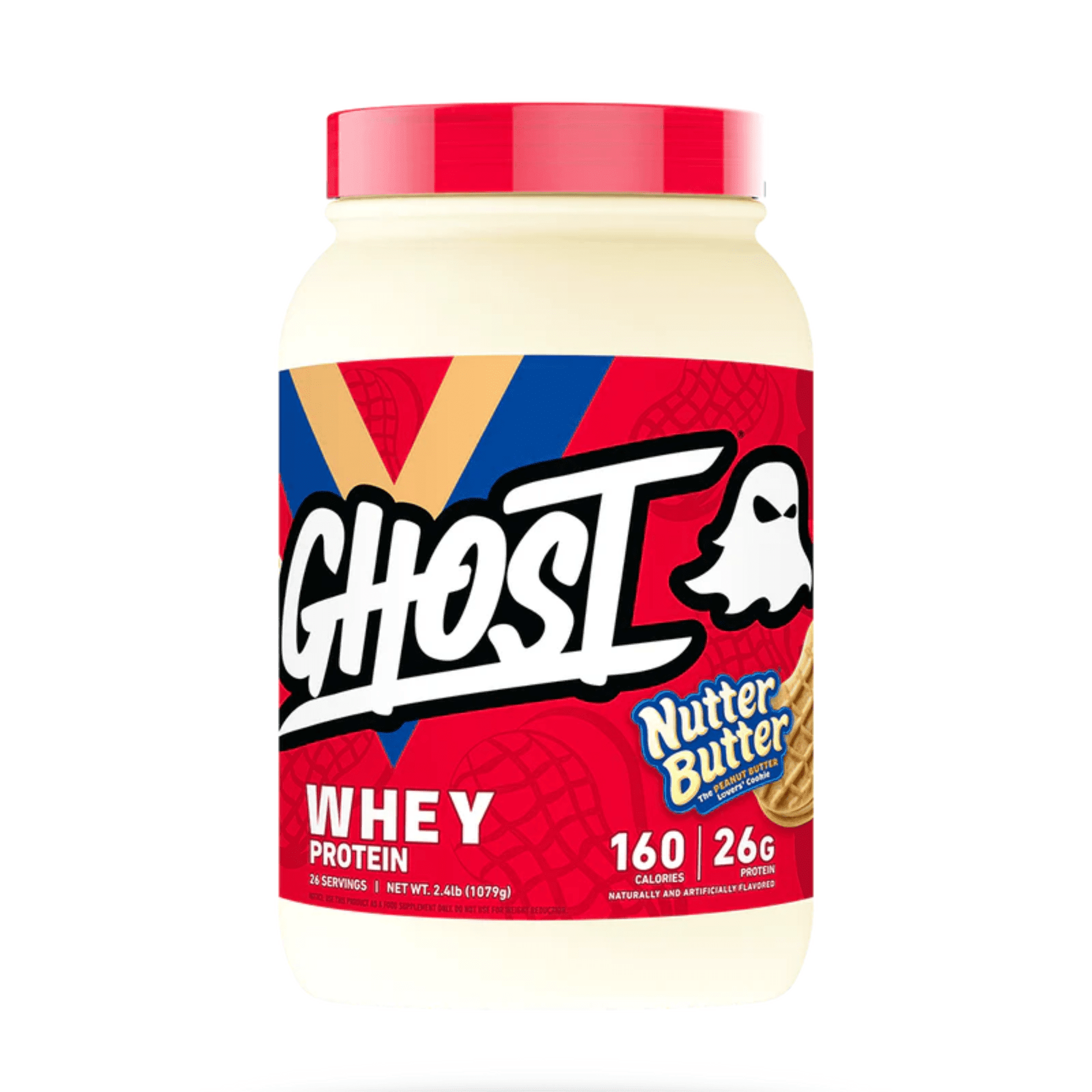 Ghost Whey protein powder, 2lb size, Nutter Butter flavor