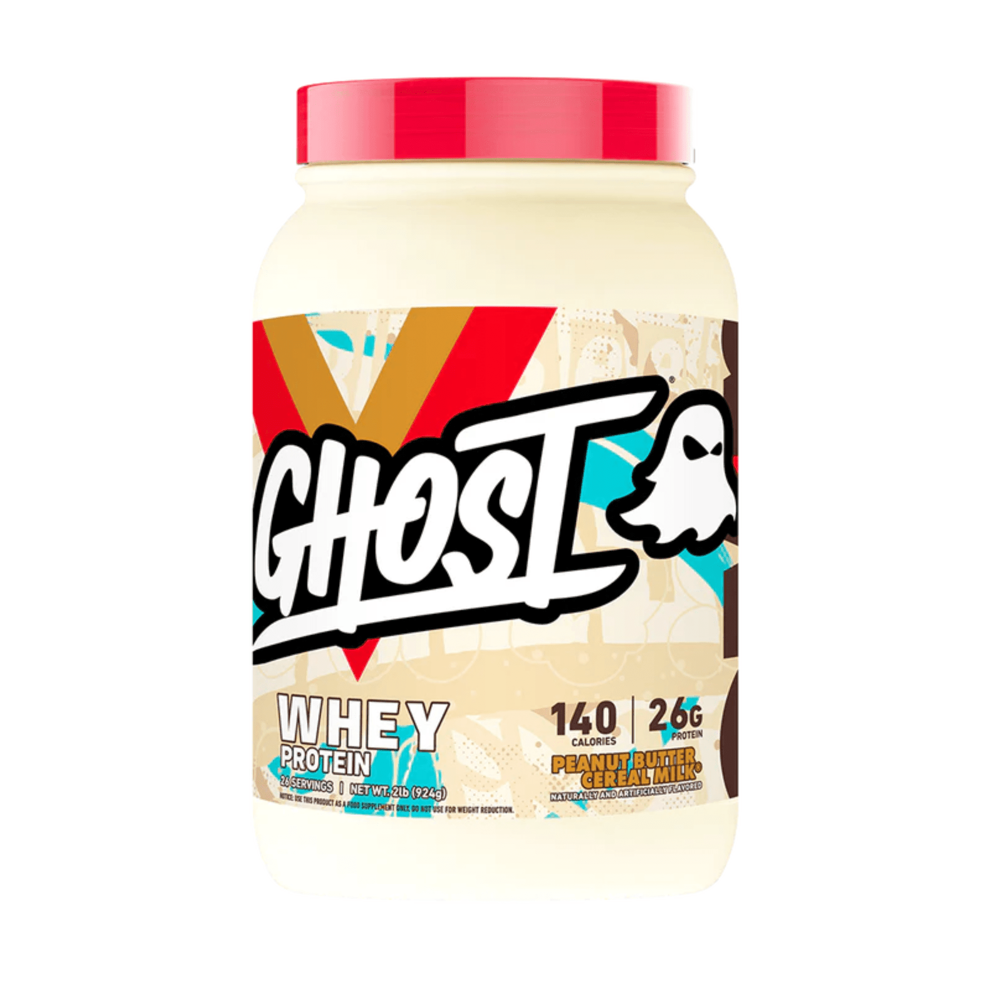 Ghost Whey protein powder, 2lb size, Peanut Butter Cereal Milk flavor