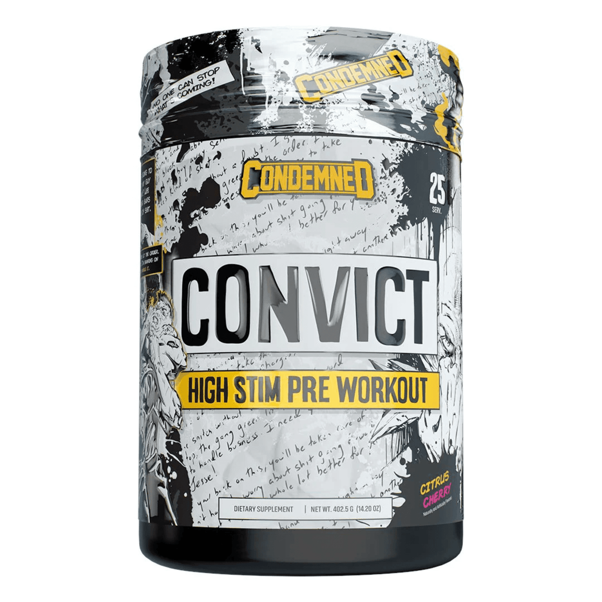 Condemned Labz Convict Stim pre-workout powder, Citrus Cherry flavor