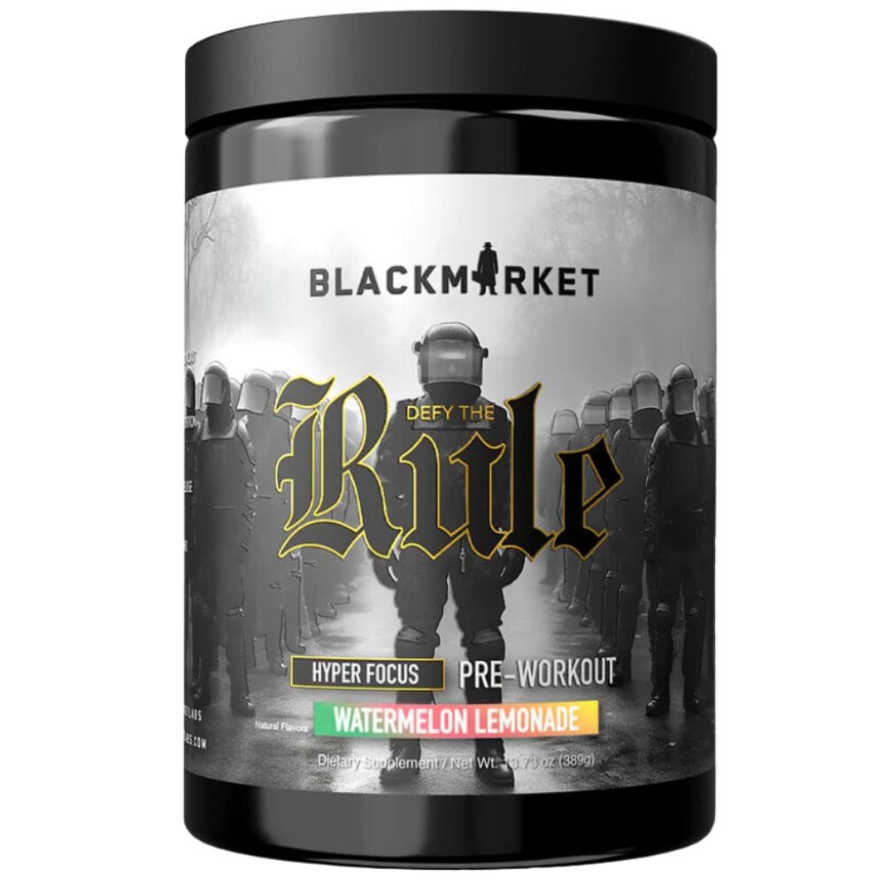 Black Market RULE pre-workout powder, Watermelon Lemonade flavor