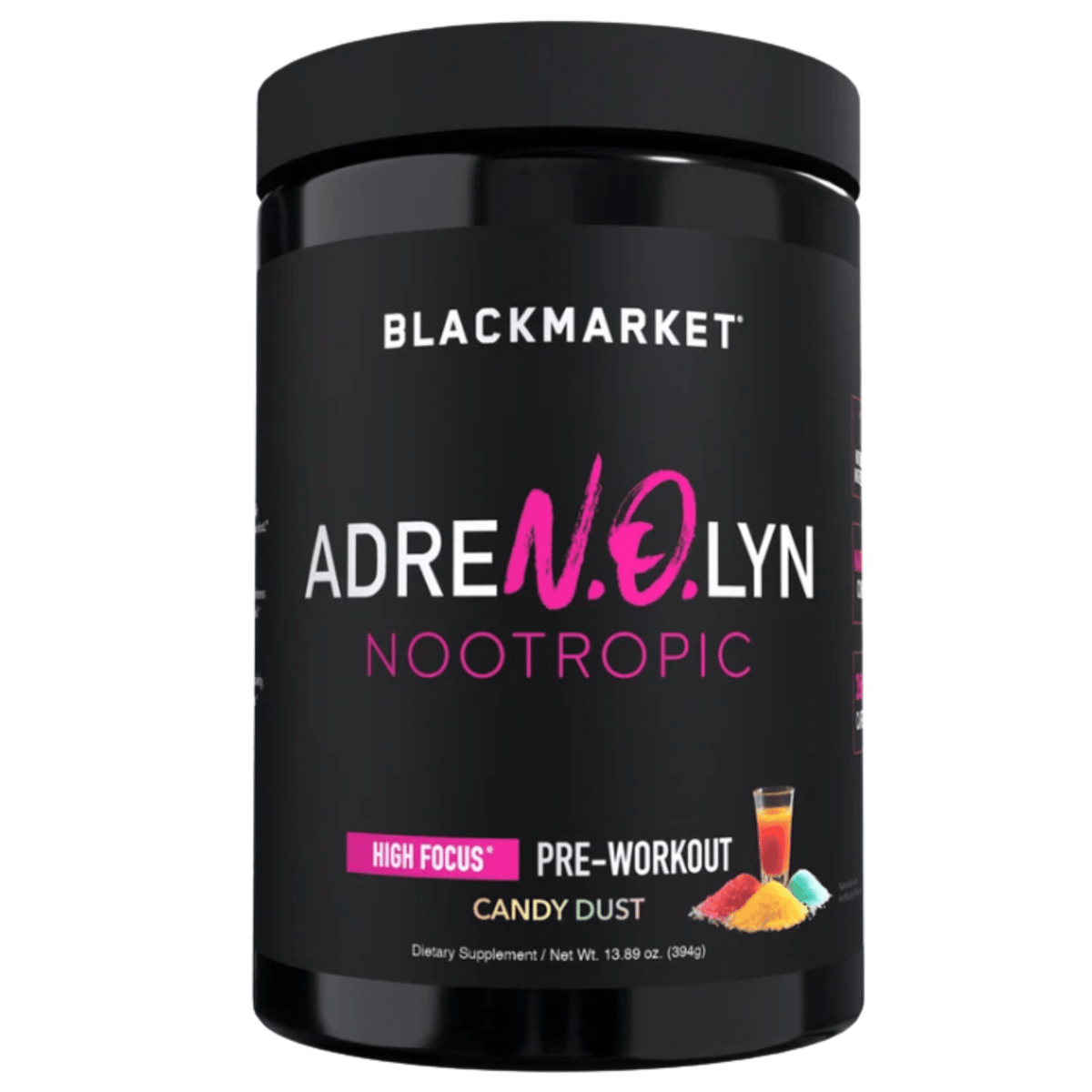 Black Market AdreNOlyn Nootropic pre-workout powder, Candy Dust flavor