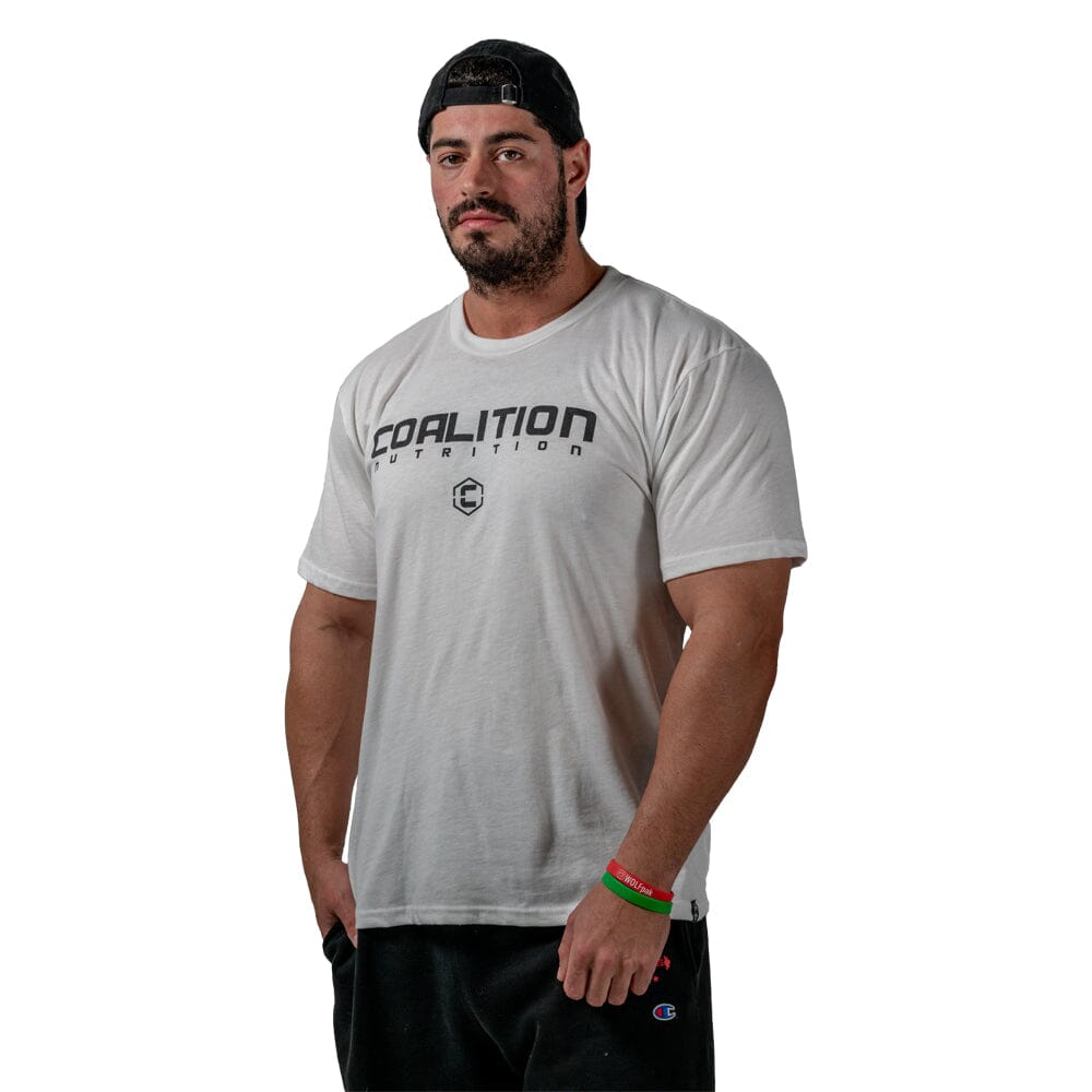 Front Coalition Nutrition Premium Black Logo Tee - White