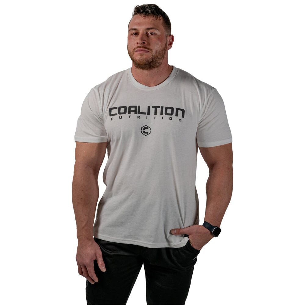 Front Coalition Nutrition Premium Black Logo Tee - White