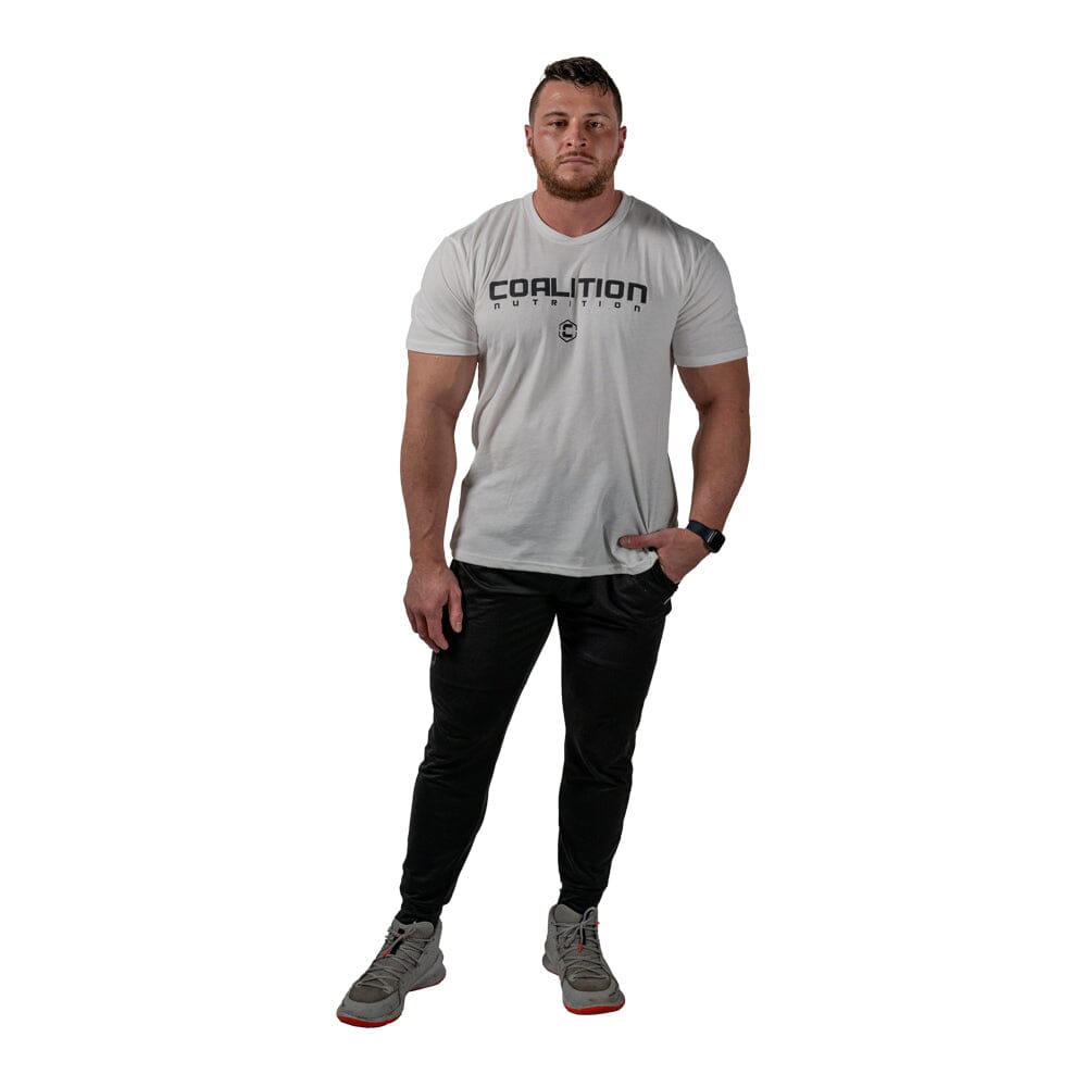 Front Coalition Nutrition Premium Black Logo Tee - White